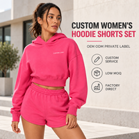 Ensemble personnalisé pour femme : sweat à capuche court à manches longues et short à taille élastique pour un usage quotidien décontracté
