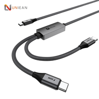 UNIEAN venta al por mayor 2 en 1 cable de datos PD100W 65W Cable USB tipo-c 480Mbps tipo C cable de carga rápida para Iphone a Notebook