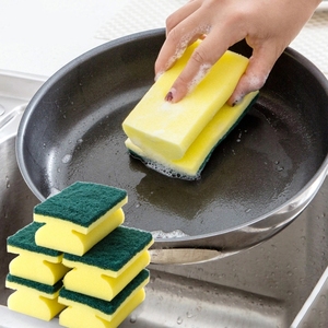 Éponge de nettoyage de cuisine double face, éponges à vaisselle, tampons à récurer, éponge jaune et verte, brosse de nettoyage de cuisine - Product Image 6