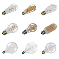 Haute Qualité Vintage Edison led Doux Filament LED ampoules ST64 A60 E26 E27 e27 led ampoule 2200k 2700K filament dimmable