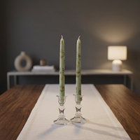 Bougies coniques en vrac peintes à la main vert sauge avec feuille d'or – Design floral élégant en cire pour Halloween, Noël, Pâques et autres fêtes