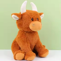 Vache des Highlands jouet en peluche brun rose sac à dos brodé grue machine cadeau PP coton peluche anti-stress vente en gros