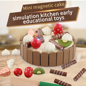 Children Funny Pretend Play Game Magnetic Mini Cutting <strong>Cake</strong> Toys Early Educational Eco-friendly <strong>Wooden</strong> Toy Kitchen for 2-4 Years - Product Image 3