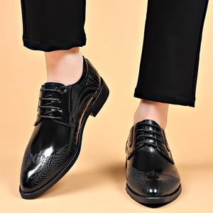 Chaussures habillées pour hommes, bout pointu, à lacets, en cuir véritable, pour le bureau, toutes saisons, semelle extérieure en caoutchouc EVA - Product Image 4