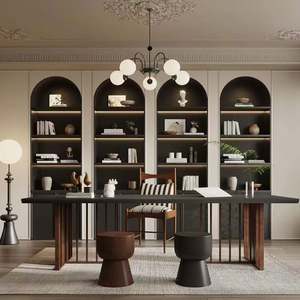 Bibliothèque ouverte en bois de la série Dark personnalisée, grand espace, bibliothèque française pour la maison, le bureau, l'hôtel, l'école - Product Image 3