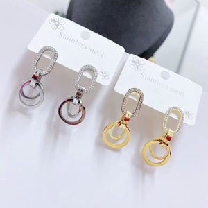 Pendientes irregulares de acero inoxidable a la moda, pendientes de aro de ZIRCON geométricos, joyería para mujer - Product Image 4