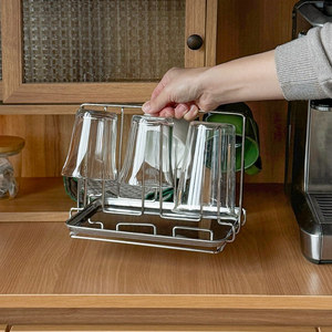 Égouttoir à tasses en acier inoxydable pour 6 tasses, support de rangement latéral pour évier de cuisine, organisateur de tasses à café, matériau 304 - Product Image 2