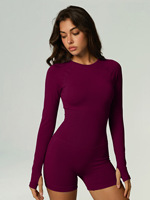 Combinaison de yoga sans couture à manches longues et dos nu pour femme, séchage rapide, respirante, en polyester/nylon, tenue de sport, body court pour l'extérieur