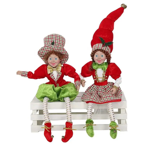 Bán Buôn Handmade Giáng Sinh Elf Màu Đỏ/Màu Xanh Lá Cây Màu Cho Trẻ Em Món Quà Handmade Giáng Sinh Đồ Chơi Vài Ngồi Giáng Sinh Treo Elf - Product Image 2