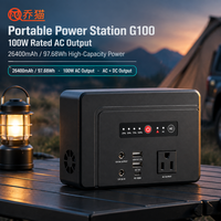 Station d'alimentation portable 97,68 Wh 100 W, alimentation de secours 26400 mAh AC DC USB-C PD65W pour le camping, les activités de plein air et la maison