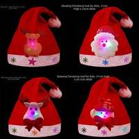 Leuchtende Weihnachtsmütze mit Cartoon-Schneemann-Elch-Muster, Glühende Xmas-Mütze, Unisex für Erwachsene und Kinder, Feiertagsparty-Kostüm-Dekorationsmütze