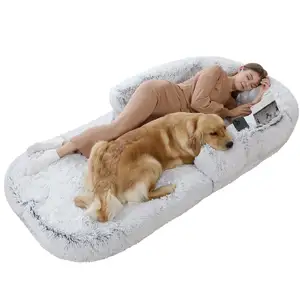 Hot Sale Foldable Fluffy Dog Bed Human Warming Giant Human Dog Cave Bed Plush Large Pet Cushion Dog Bedding Pet Sofa