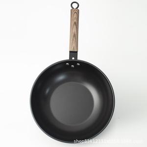Non-Stick Wok 28Cm Wood Handle Flat Bottom For Induction And Gas Stoves - Product Image 5