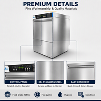 Mesin Cuci Gelas Komersial Otomatis Stainless Steel Kapasitas 12 Set untuk Bar, Kedai Kopi, dan Rumah Tangga