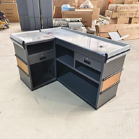 Comptoir de caisse en acier inoxydable en forme de L Fujiahe CC-T, hauteur 85 cm, pour magasin de proximité et commerce de détail