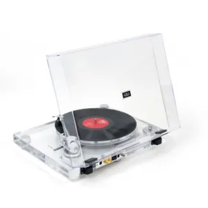 Stéréo Hifi Son En Bois Portable Valise Sans Fil Bleu dent Aux Usb Fm Radio Rétro Lp Vinyle Tourne-Disque Tourne-Disque