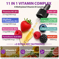 SOLOTREE Complexe de Vitamines B 11-en-1 en Gouttes Liquides avec B12 Méthylcobalamine B9 Acide Folique pour l'Énergie, la Concentration et la Santé Cérébrale et Nerveuse