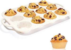 Molde rectangular <span class=keywords><strong>jumbo</strong></span> para muffins, antiadherente, de silicona, para 6 cupcakes, con asa, marco metálico reforzado, ecológico, resistente al calor, apto para horno. - Product Image 2