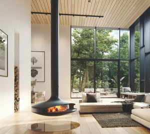 Chimenea Flotante <span class=keywords><strong>de</strong></span> Diseño Personalizado para Decoración Interior y Exterior, Chimenea Suspendida con Calefacción <span class=keywords><strong>de</strong></span> Leña y <span class=keywords><strong>Bioetanol</strong></span> - Product Image 5