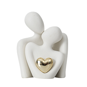 Estatua Moderna de Cerámica Art <span class=keywords><strong>Deco</strong></span>, Linda Figura de Pareja en Blanco y Negro, Escultura Decorativa para Soporte de TV, Regalo para el Hogar, Dormitorio o Fiesta - Product Image 1