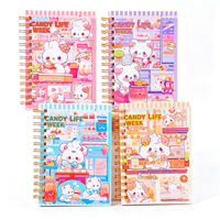 Bloc-notes spirale Depai 64K à thème bonbons de dessins animés, couverture dorée, 80 feuilles, papier ligné 80 g/m², cadeau pour enfants et étudiants