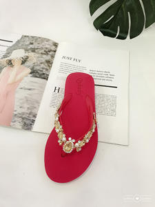 Yaz kadın kırmızı Flip flop kabuk Rhinestones ile hafif moda trendi kişiselleştirilmiş ucuz toptan plaj terlik için - Product Image 6