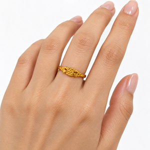 Bague florale plaquée or Nora, unisexe, classique, simple, pour un usage quotidien - Product Image 5
