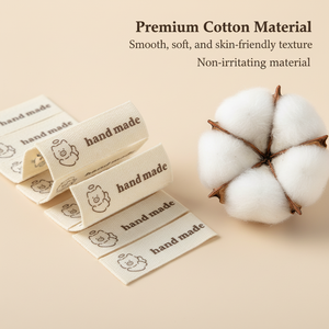 Cotton-woven <b>label</b> with laser-cut edges; <b>machine</b>-washable; <b>printed</b> <b>label</b> for apparel, footwear, and bags - Product Image 4