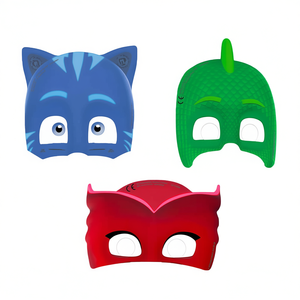 Masques de fête PJMasks 6+2 pièces en plastique, masques demi-visage imprimés numériquement avec des personnages de dessins animés tendance pour les enfants de 4 à 6 ans - Product Image 2