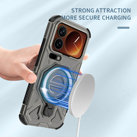 Coque de téléphone antichoc de luxe pour 17 Pro Max avec protection renforcée, design rotatif à 360°, chargement magnétique sans fil, anneau TPU+PC