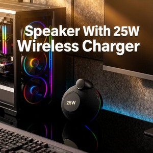 แท่นชาร์จไร้สายรูปทรงเปลือกหอยสุดหรูอเนกประสงค์ พร้อมลำโพงบลูทูธ ไฟ RGB สำหรับ iPhone 15 <span class=keywords><strong>Pro</strong></span> Max กำลังไฟ 25W รองรับระบบดรอปชิปปิ้ง รุ่น X16 - Product Image 1