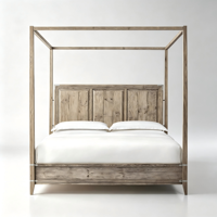 Cama de Cuatro Postes con Dosel de Madera Maciza de Nogal, Tamaño King/Queen, con Acabado de Grano Rico, para Diseñadores de Interiores de Villas de Lujo