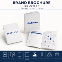 Brochure promotionnelle A5 compacte, entièrement couleur, avec reliure piquée à cheval, pour guide de réunion commerciale et référence rapide sur mesure pour salons professionnels