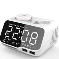 BT Lautsprecher Wecker Hotels Creative Digital Music Spiegel Schreibtisch Uhr Display Radio mit Dual USB Support U Disk TF Card FM