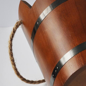 Grand seau et baril à vin vintage en bois de pin, ustensiles de fête recyclables et durables avec pinces en acier - Product Image 3