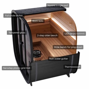 Sauna Exterior para Villa, de Madera Maciza de Abeto, Eléctrica, para 6 Personas, Vapor Húmedo, Ecológica, con Calentador de 6KW y Vidrio Templado de 8mm - Product Image 4