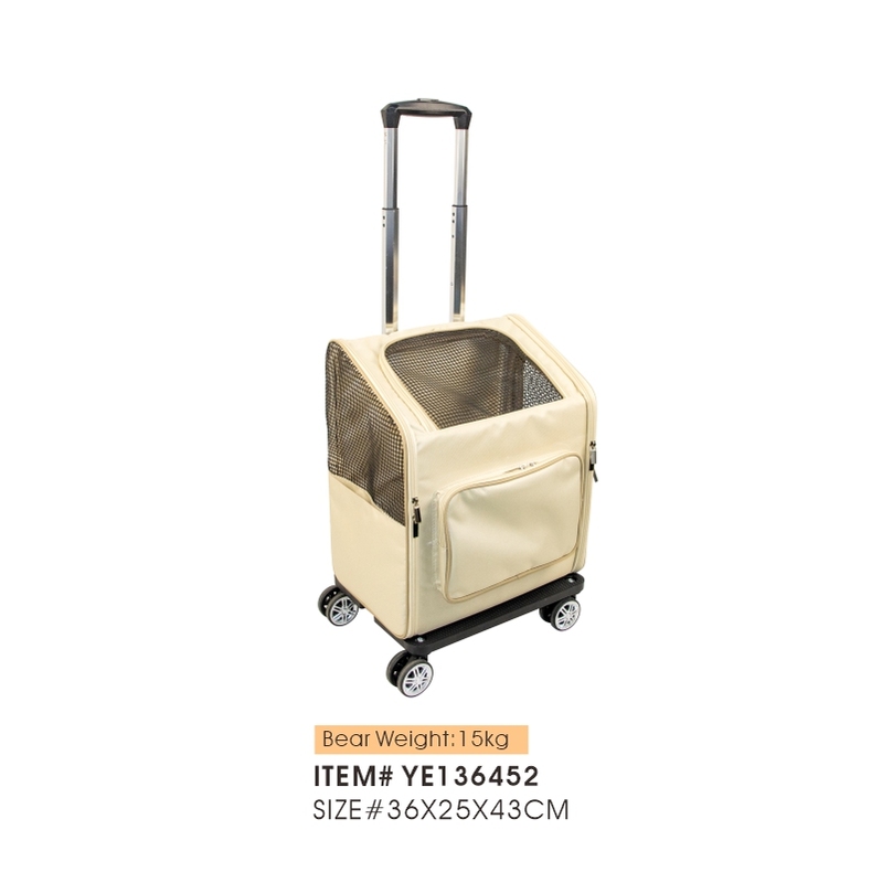 Portable Pet Trolley Carrier with Wheels