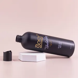 Ensemble de cosmétiques populaires Sand Blast Shampooing Lotion pour le corps 400ml Bouteille de nettoyant liquide noir avec bouchon à disque en plastique