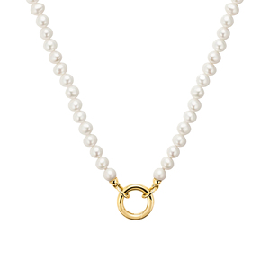 14k oro pieno di perle gioielli oro piatto collana con perle oceano Stacker catenine fai da te ciondolo collana catene per donna - Product Image 1