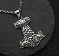 Vente chaude hommes nordique Viking collier en acier inoxydable à la mode Thor marteau pendentif longue Vintage chandail chaîne cadeau pour hommes