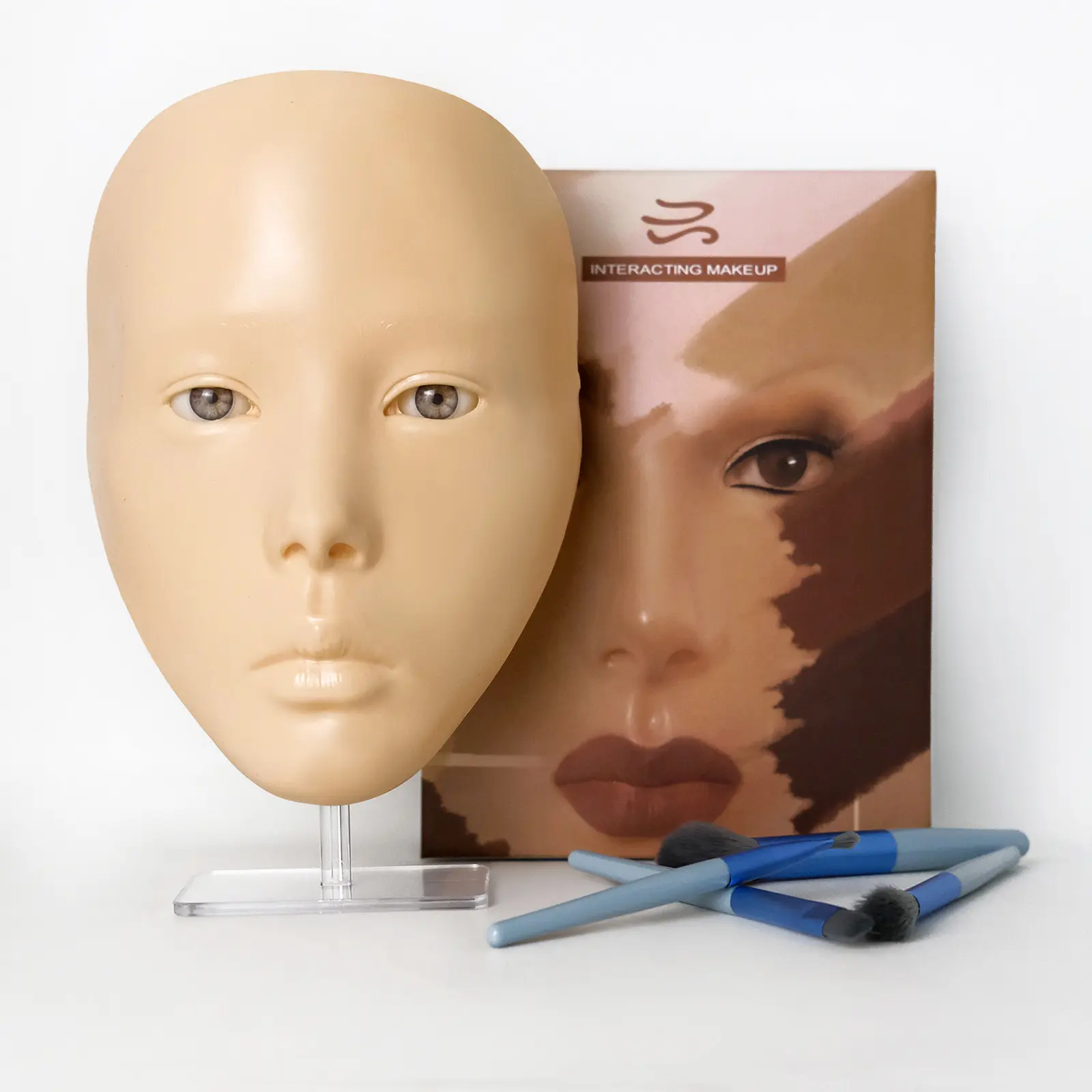Full Face Makeup Practice Face Board 3D Realistic for Makeup Artist Eyeshadow Eyeliner Eyebrow Practice Model for Makeup Beginne