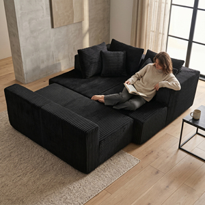 Sofá Seccional Modular en Forma de U, Sofá de Corduroy con Doble Chaise Longue, Asiento Profundo Extra Grande, Sofá Nube para Sala de Estar/Apartamento - Product Image 5