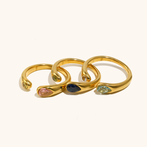 <span class=keywords><strong>Anello</strong></span> Aperto <span class=keywords><strong>con</strong></span> Testa di <span class=keywords><strong>Serpente</strong></span> in Zircone Placcato Oro 18K in Acciaio Inossidabile di Alta Qualità e Design Originale - Product Image 1