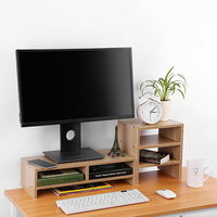 Support d'écran d'ordinateur en bois brun, rehausseur d'ordinateur portable, support de bureau avec organisateur de rangement, certifié CARB