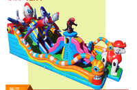 Ciudad de Diversión Inflable Comercial con Temática de Transformers, Parque de Atracciones Inflable de PVC para Niños, Alquiler para Eventos al Aire Libre