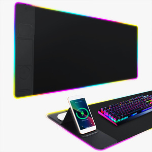 Tapis de souris de jeu extra large avec chargeur sans fil 15W, base en caoutchouc antidérapante, tapis de <span class=keywords><strong>clavier</strong></span> d'<span class=keywords><strong>ordinateur</strong></span> pour hommes, tapis de souris LED RGB - Product Image 2