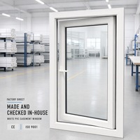 Fenêtre à battant en PVC-U sur mesure, isolante thermiquement et étanche, avec verre trempé isolant pour la construction résidentielle