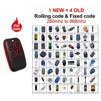 Télécommande multifréquence Lumière LED Portée 50m Émetteur 4 boutons Apprentissage fixe Code roulant Porte Garage Gadget Métal