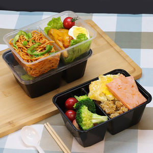 Disposable Double Compartment Food Containers With Lid Microwave Safe Takeout Packaging Box Rectangular Thickened Food Grade - Product Image 1