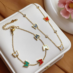 Fashionable Golden butterfly Necklace for Women, Featuring Light Luxury Multi-color <b>Shell</b> butterfly Pendant Gift Necklace - Product Image 1